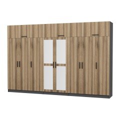 Minar Kale 8 Kapaklı 2 Aynalı 4 Ç Dolap Ve Yüklük Antrasit Dore