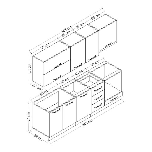 Minar 245 Cm Mutfak Dolabı Beyaz 245-B6