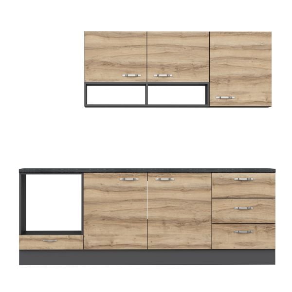 Minar 240Cm Ankastre Mutfak Dolabı - Dore/Antrasit