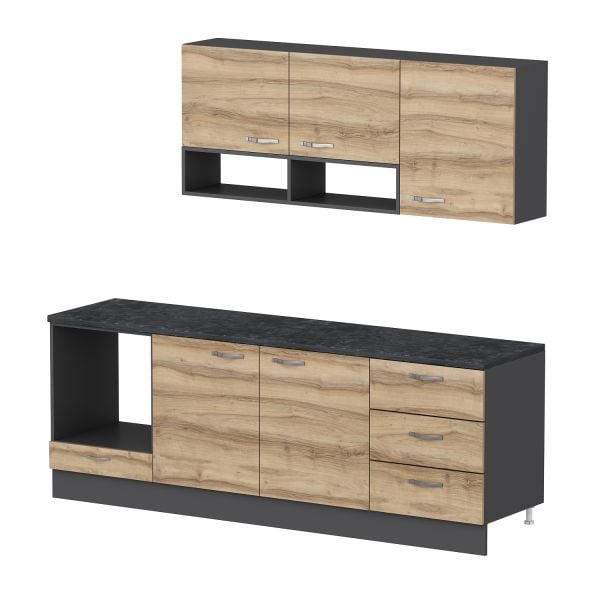 Minar 240Cm Ankastre Mutfak Dolabı - Dore/Antrasit