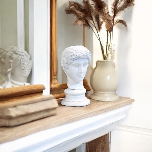 Küçük Kafa Heykel Dekoratif Obje Beyaz