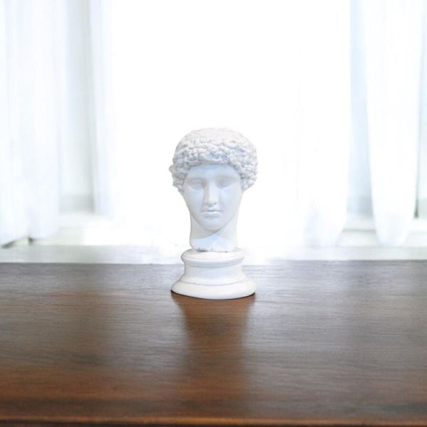 Küçük Kafa Heykel Dekoratif Obje Beyaz