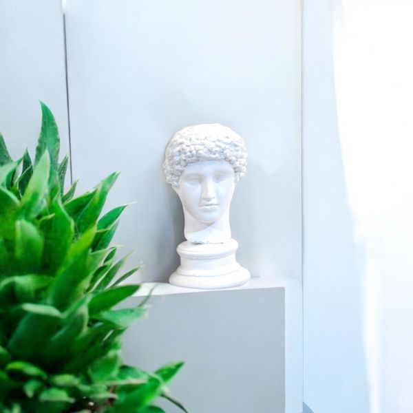 Küçük Kafa Heykel Dekoratif Obje Beyaz