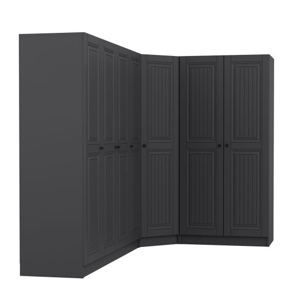 Kale 7 Kapaklı 2 Çekmeceli Köşe Dolap Antrasit Mebran İlkbahar