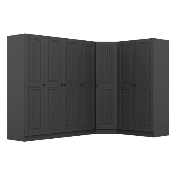 Kale 7 Kapaklı 2 Çekmeceli Köşe Dolap Antrasit Mebran İlkbahar