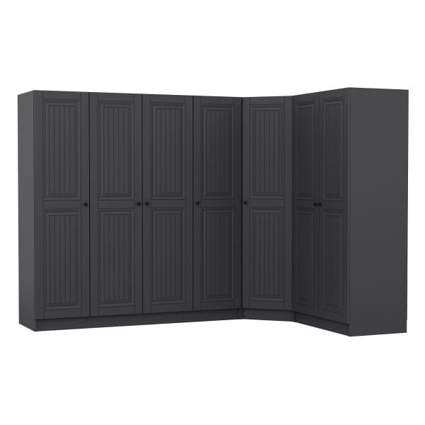 Kale 7 Kapaklı 2 Çekmeceli Köşe Dolap Antrasit Mebran İlkbahar