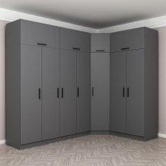 Minar Kale 7 Kapaklı 2 Ç Köşe Dolap + Yüklük Antrasit