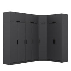 Minar Kale 7 Kapaklı 2 Ç Köşe Dolap + Yüklük Antrasit