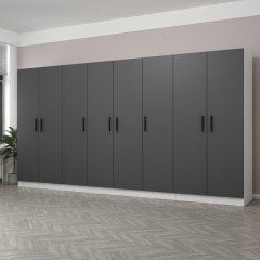 Minar Kale 8 Kapaklı 2 Çekmeceli Dolap Beyaz Antrasit