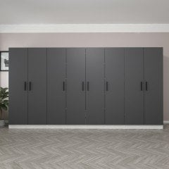 Minar Kale 8 Kapaklı 2 Çekmeceli Dolap Beyaz Antrasit