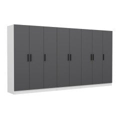 Minar Kale 8 Kapaklı 2 Çekmeceli Dolap Beyaz Antrasit