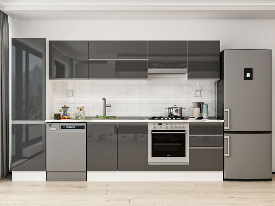 Alvinka 300X210 Cm High Gloss Mutfak Dolabı Mb-E80B50S50-1