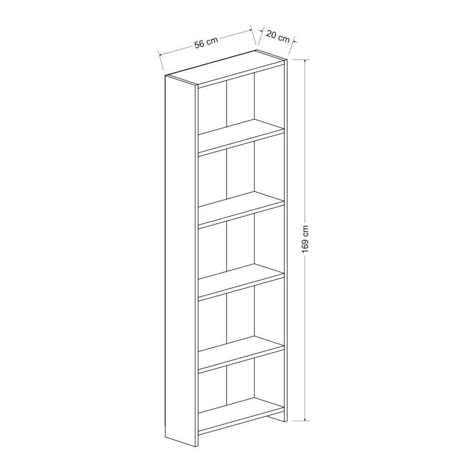 Minar 5 Raflı Modern Kitaplık - Beyaz