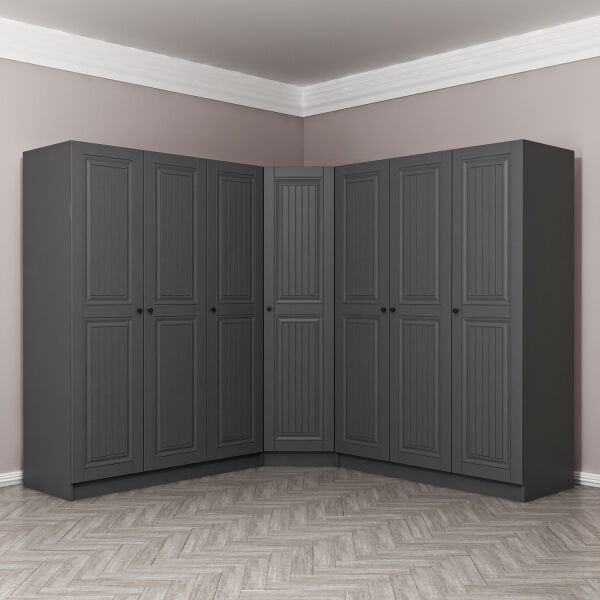 Kale 7 Kapaklı 4 Çekmeceli Köşe Dolap Antrasit Mebran İlkbahar