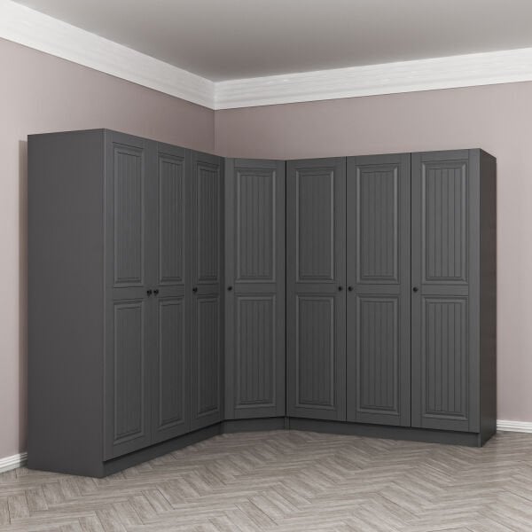 Kale 7 Kapaklı 4 Çekmeceli Köşe Dolap Antrasit Mebran İlkbahar