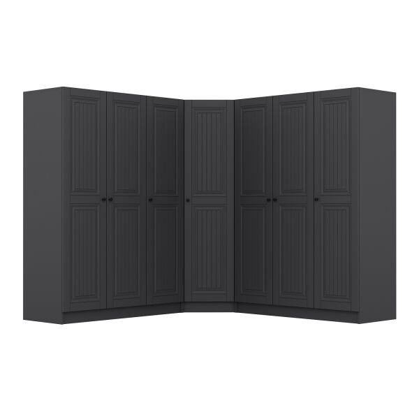 Kale 7 Kapaklı 4 Çekmeceli Köşe Dolap Antrasit Mebran İlkbahar