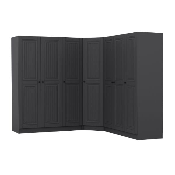 Kale 7 Kapaklı 4 Çekmeceli Köşe Dolap Antrasit Mebran İlkbahar