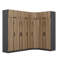 Minar Kale 7 Kapaklı 2 Ç Köşe Dolap + Yüklük Antrasit Dore