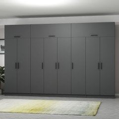 Minar Kale 8 Kapaklı 2 Çekmeceli Dolap Ve Yüklük Antrasit 255CM