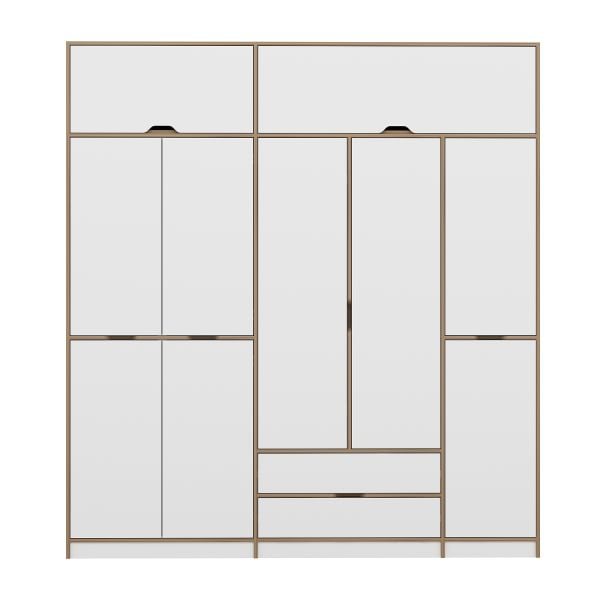 Elina 5 Kapaklı Yüklüklü Dolap - Dore/Beyaz