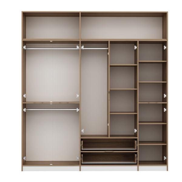 Elina 5 Kapaklı Yüklüklü Dolap - Dore/Beyaz