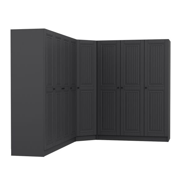 Kale 8 Kapaklı 4 Çekmeceli Köşe Dolap Antrasit Mebran İlkbahar
