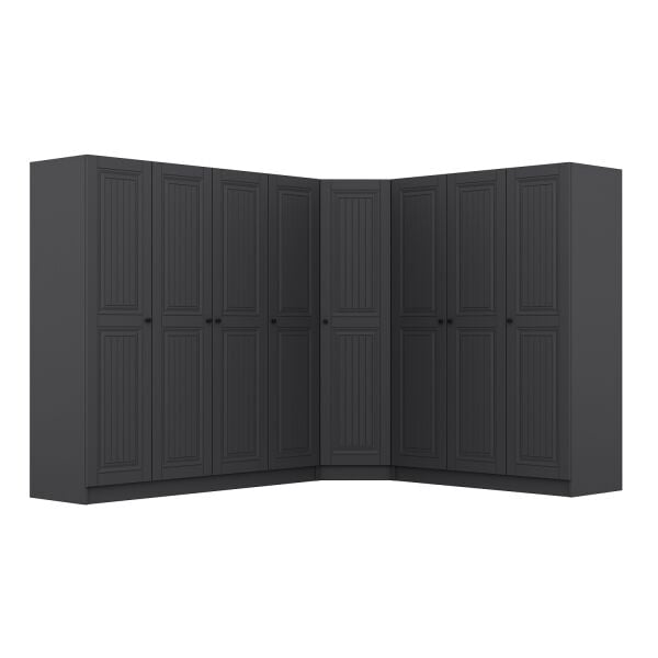 Kale 8 Kapaklı 4 Çekmeceli Köşe Dolap Antrasit Mebran İlkbahar