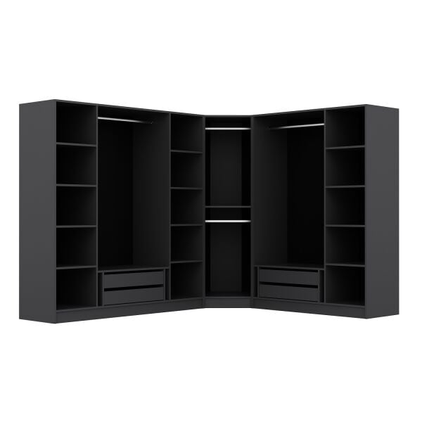 Kale 8 Kapaklı 4 Çekmeceli Köşe Dolap Antrasit Mebran İlkbahar