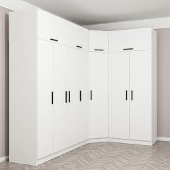 Minar Kale 7 Kapaklı 2 Ç Köşe Dolap + Yüklük Beyaz