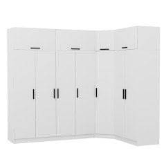 Minar Kale 7 Kapaklı 2 Ç Köşe Dolap + Yüklük Beyaz