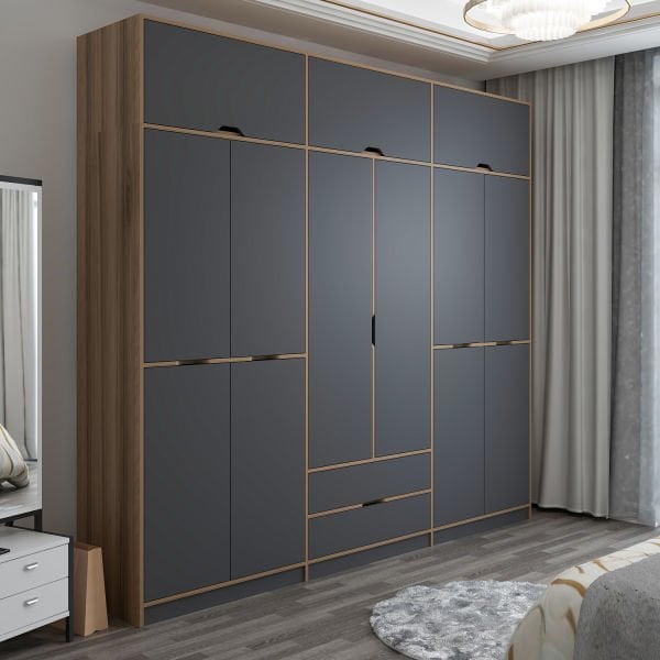Elina 6 Kapaklı Yüklüklü Dolap - Dore/Antrasit
