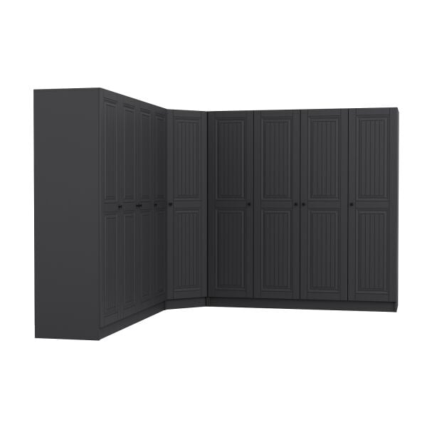 Kale 9 Kapaklı 4 Çekmeceli Köşe Dolap Antrasit Mebran İlkbahar