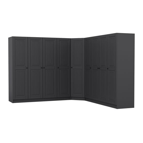 Kale 9 Kapaklı 4 Çekmeceli Köşe Dolap Antrasit Mebran İlkbahar