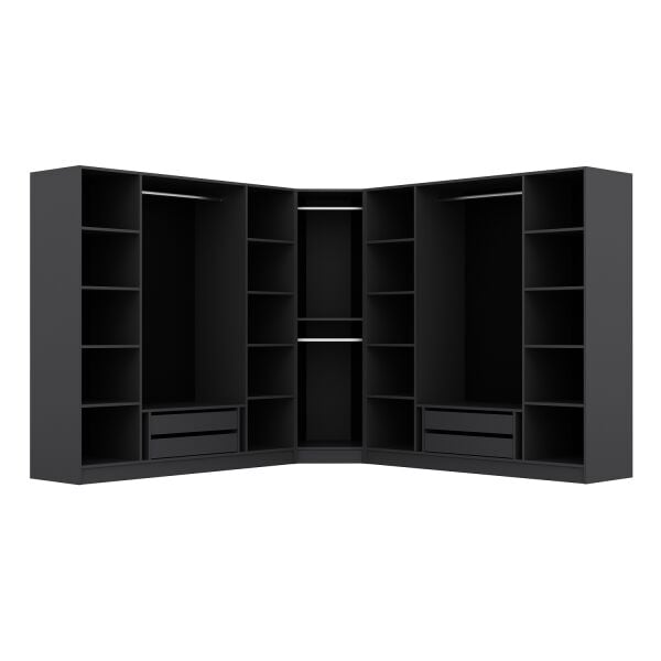 Kale 9 Kapaklı 4 Çekmeceli Köşe Dolap Antrasit Mebran İlkbahar