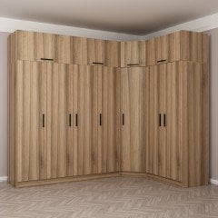 Minar Kale 7 Kapaklı 2 Ç Köşe Dolap + Yüklük Dore