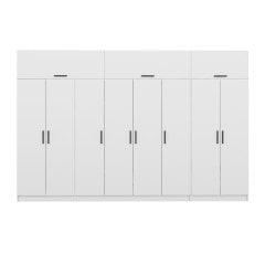 Minar Kale 8 Kapaklı 2 Çekmeceli Dolap Ve Yüklük Beyaz 255CM