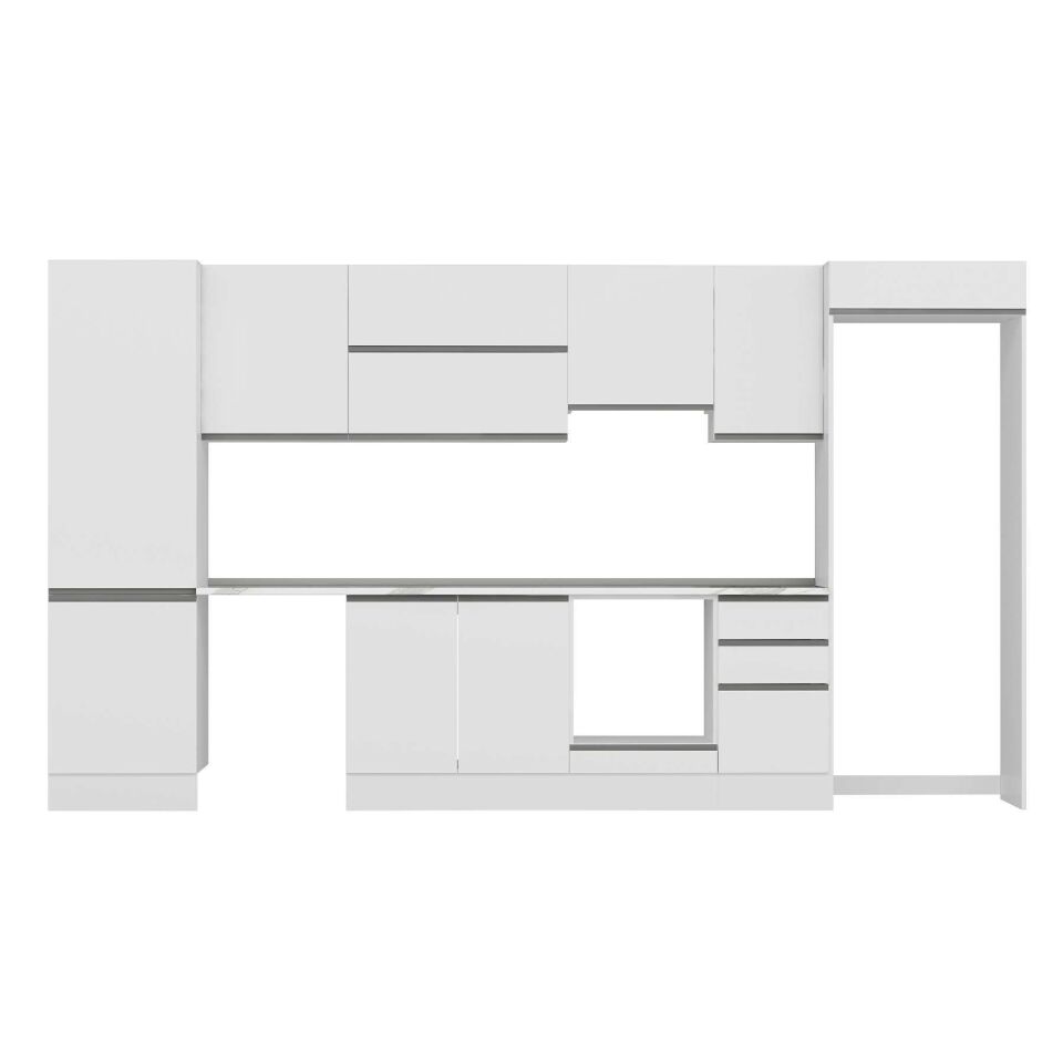 Alvinka 395X222 Cm High Gloss Mutfak Dolabı Mbb-E90B60S45-1 High Gloss | Beyaz - Mdf