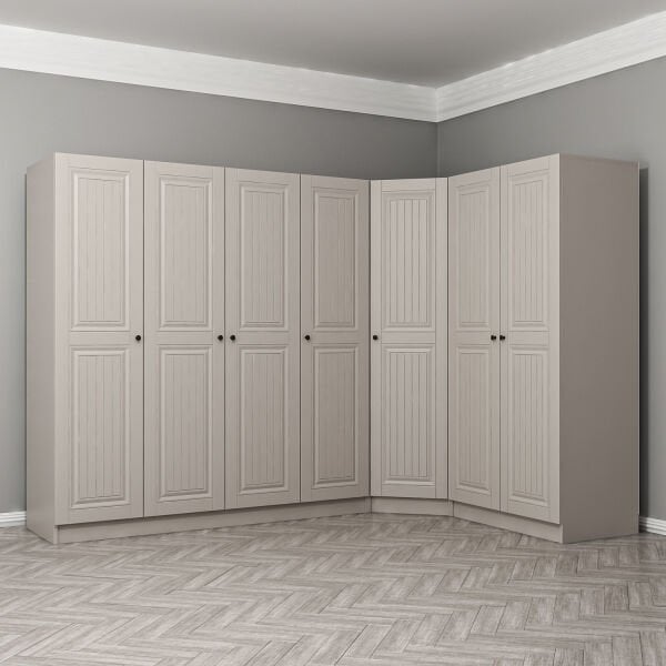 Kale 7 Kapaklı 2 Çekmeceli Köşe Dolap Kumtaşı Mebran İlkbahar