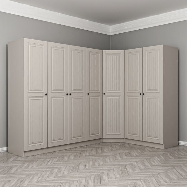 Kale 7 Kapaklı 2 Çekmeceli Köşe Dolap Kumtaşı Mebran İlkbahar