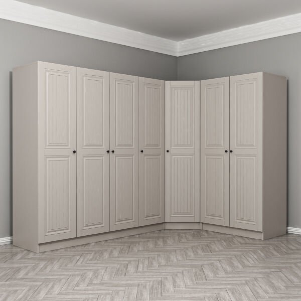 Kale 7 Kapaklı 2 Çekmeceli Köşe Dolap Kumtaşı Mebran İlkbahar