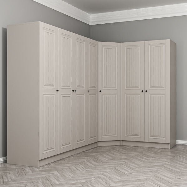 Kale 7 Kapaklı 2 Çekmeceli Köşe Dolap Kumtaşı Mebran İlkbahar