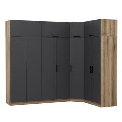 Minar Kale 7 Kapaklı 2 Ç Köşe Dolap + Yüklük Dore Antrasit