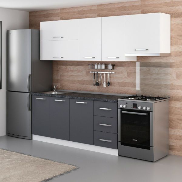 Minar 245 Cm Mutfak Dolabı Beyaz Antrasit 245-A5