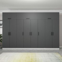 Minar Kale 8 Kapaklı 2 Çekmeceli Dolap Ve Yüklük Beyaz Antrasit