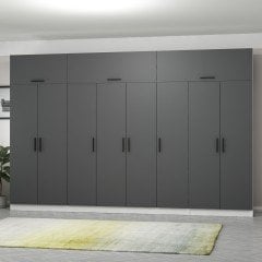 Minar Kale 8 Kapaklı 2 Çekmeceli Dolap Ve Yüklük Beyaz Antrasit