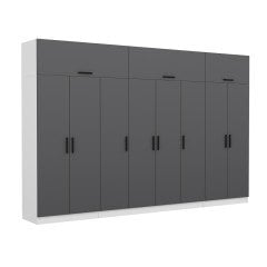 Minar Kale 8 Kapaklı 2 Çekmeceli Dolap Ve Yüklük Beyaz Antrasit