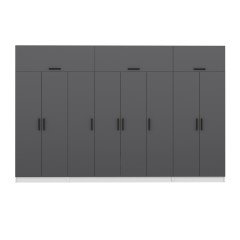 Minar Kale 8 Kapaklı 2 Çekmeceli Dolap Ve Yüklük Beyaz Antrasit