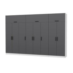 Minar Kale 8 Kapaklı 2 Çekmeceli Dolap Ve Yüklük Beyaz Antrasit