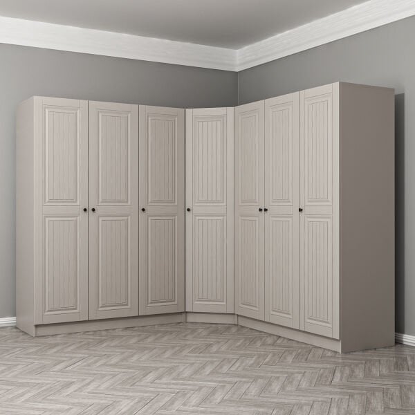 Kale 7 Kapaklı 4 Çekmeceli Köşe Dolap Kumtaşı Mebran İlkbahar