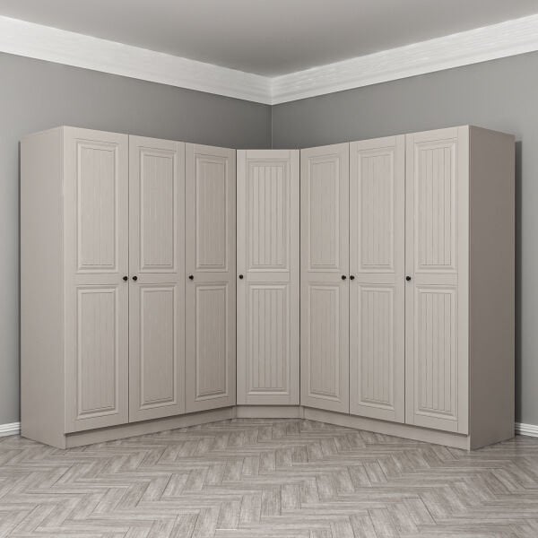 Kale 7 Kapaklı 4 Çekmeceli Köşe Dolap Kumtaşı Mebran İlkbahar